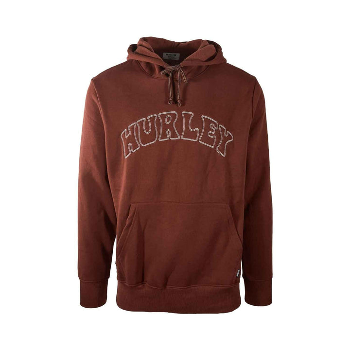 Hurley Men’s Burgundy Hoodie Pullover Block Letters Hooded Sweatshirt (S02)