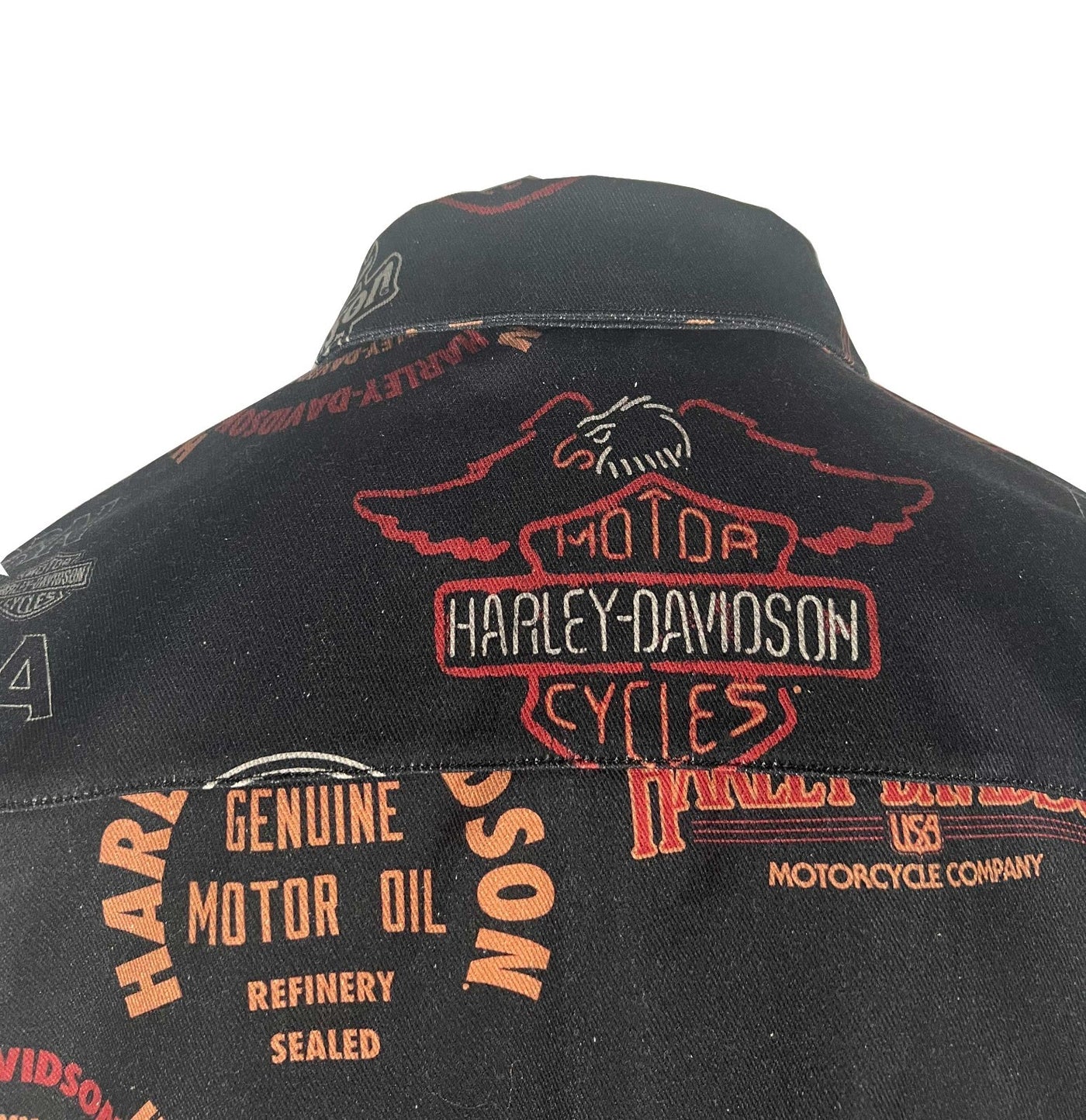 Harley-Davidson Men's Harley Black All Over Print Jacket 80s Tank Twill (S89)