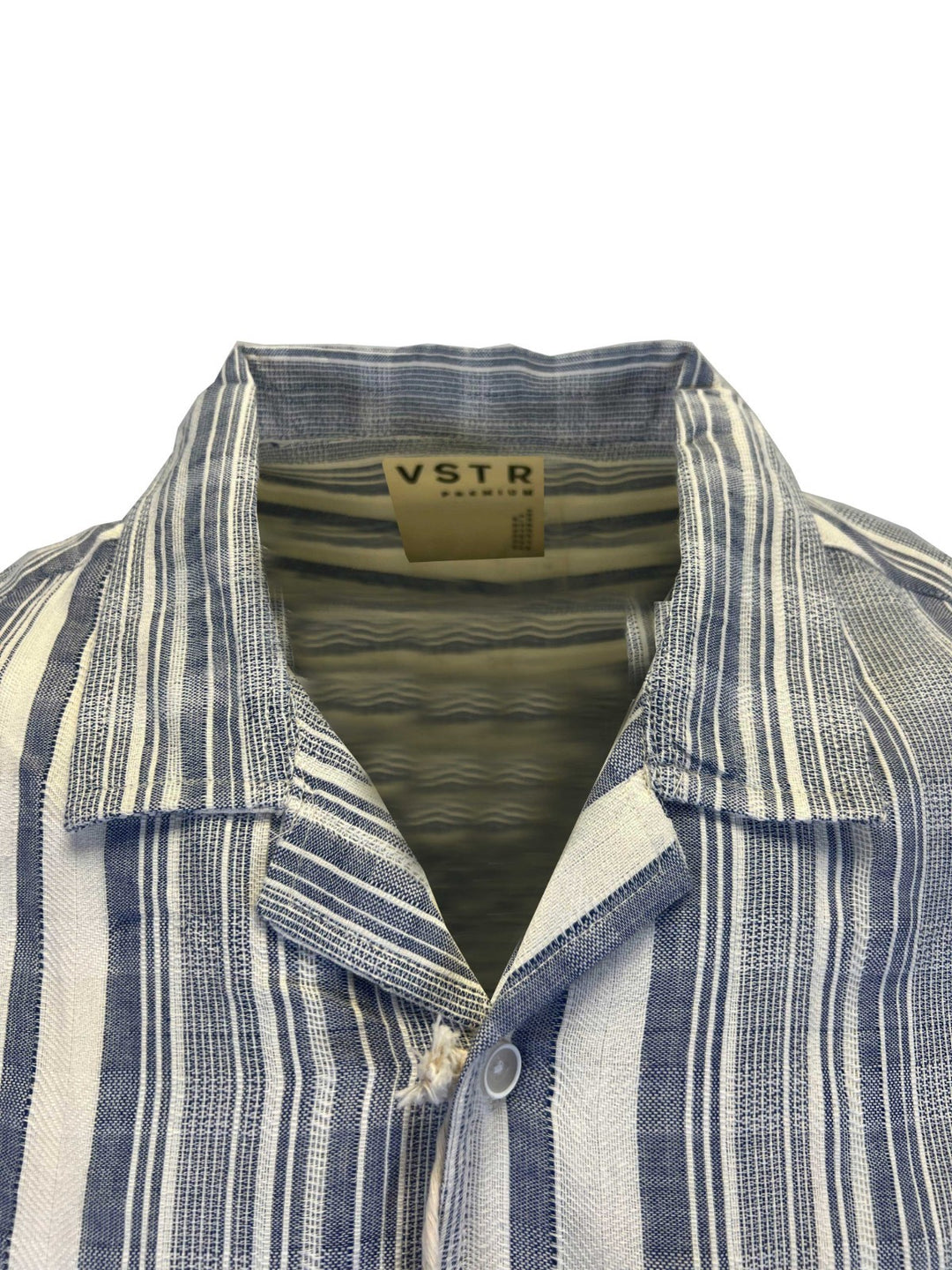 Vstr Premium Men's Navy White Shirt Vertical Stiped Button Down S/S (S01)