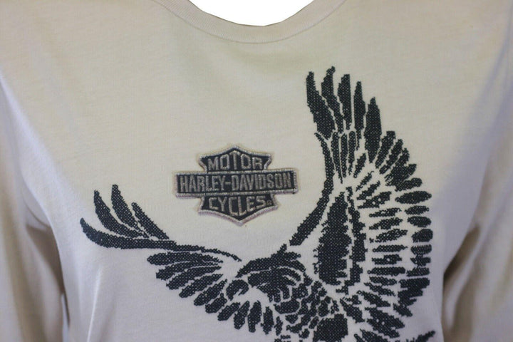 HD Branded Women's T-Shirt Cream Cross-Stitch Flying Eagle L/S Tee (S45)