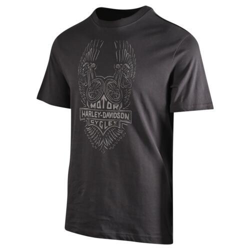 HD Branded Men's T-Shirt Charcoal Grey Bike Wings Short Sleeve (S55)