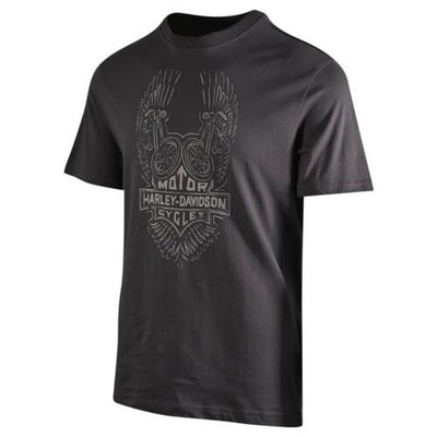Harley-Davidson Men's T-Shirt Charcoal Grey Bike Wings Short Sleeve (S55)