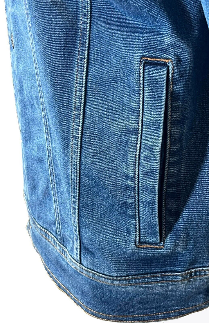 HD Branded Men's Dark Indigo Jacket Denim Chainstitch Embroidery (S77)