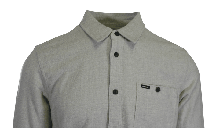 O'Neill Men's Light Grey Shirt Redmond Solid Stretch Flannel Long Sleeve (S22)