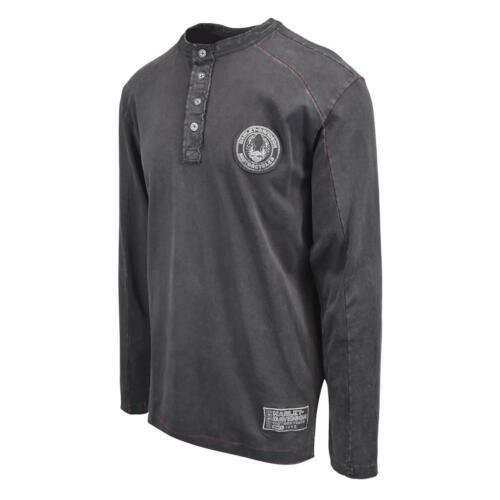 HD Branded Men's T-Shirt Specialty Washed Long Sleeve Henley (S43)