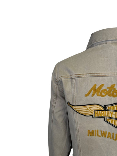 HD Branded Women's Beige Jacket Motor Co. Milwaukee Jean L/S (S25)