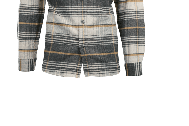 HD Branded Men's Shirt Grey Plaid Bar & Shield Premium L/S (S62)