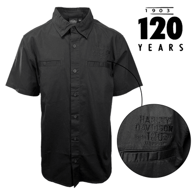 Branded Men's Black Shirt 120th Anniversary Short Sleeve Woven (S67)