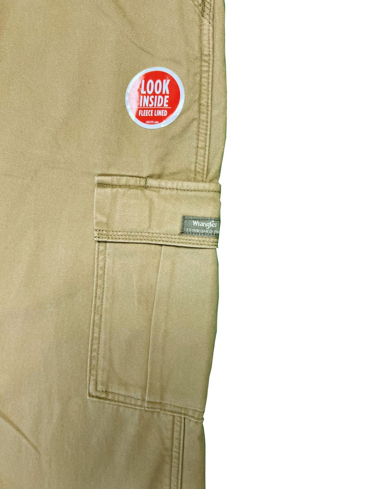 Wrangler Men's Elm Khaki Pant Fleece Lined Cargo Relaxed Fit Five Star (S01)