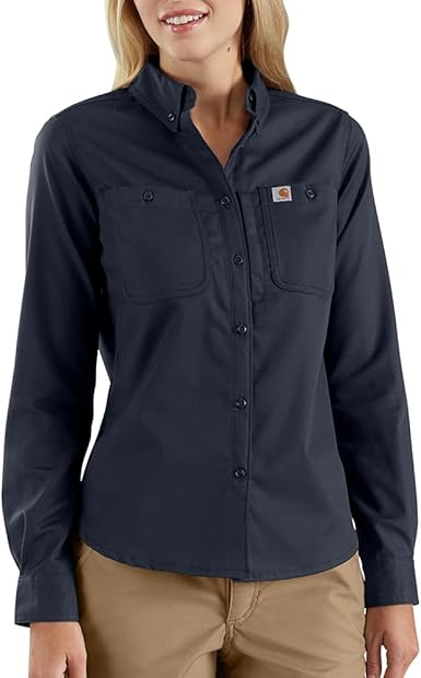 Carhartt Women's Navy Rugged Professional Series L/S Woven Shirt (212)