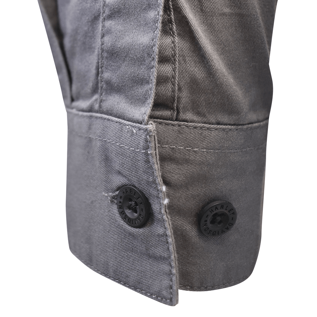 HD Branded Men's Shirt Dark Grey HDMC Long Sleeve Woven (127)