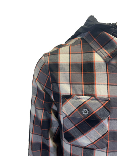 Harley-Davidson Men's Black & Ghost Gray Plaid Shirt Metal Bound Hooded (S88)