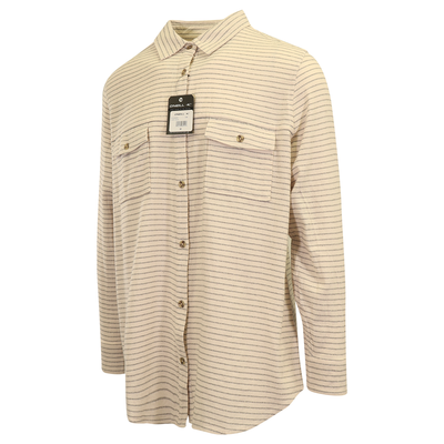O'Neill Women's Flannel Shirt Horizontal Striped Beige Grey L/S (S17)