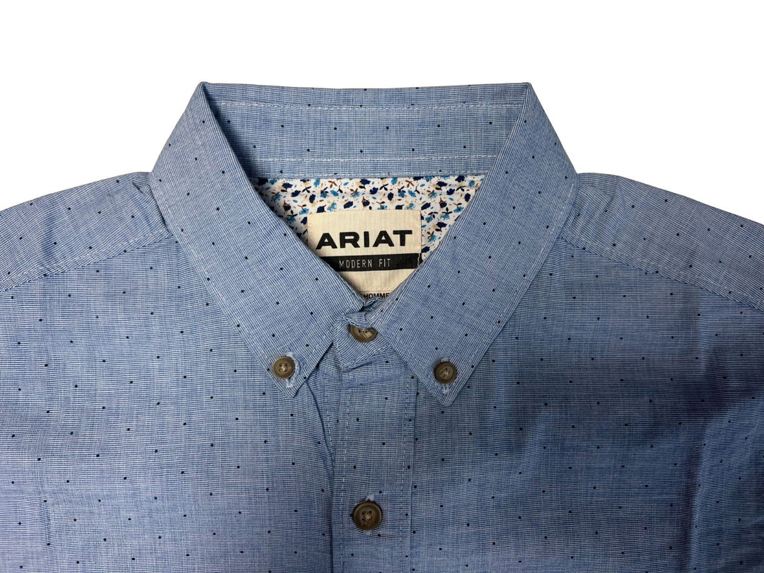 Ariat Men's Blue & Dark Blue Ble Shirt Stretch Modern Fit L/S (S50), (S51)