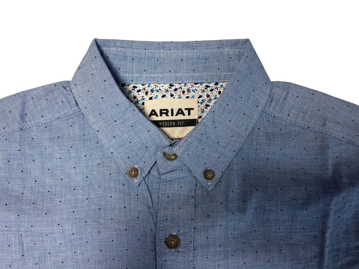 Ariat Men's Blue & Dark Blue Ble Shirt Stretch Modern Fit L/S (S50), (S51)