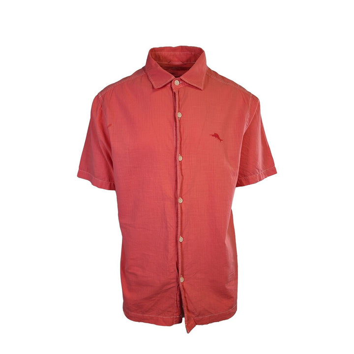Tommy Bahama Men's Salmon Pink Shirt Logo Short Sleeve Button (S05)