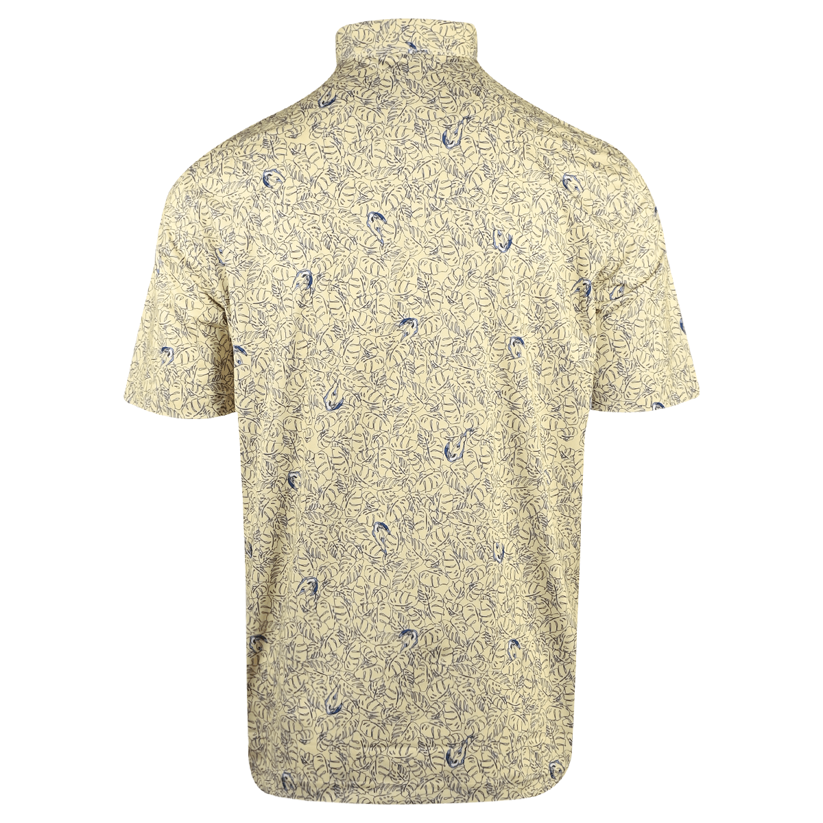 Greg Norman Men's Polo T-Shirt Yellow All-Over Leaf Print (S15)