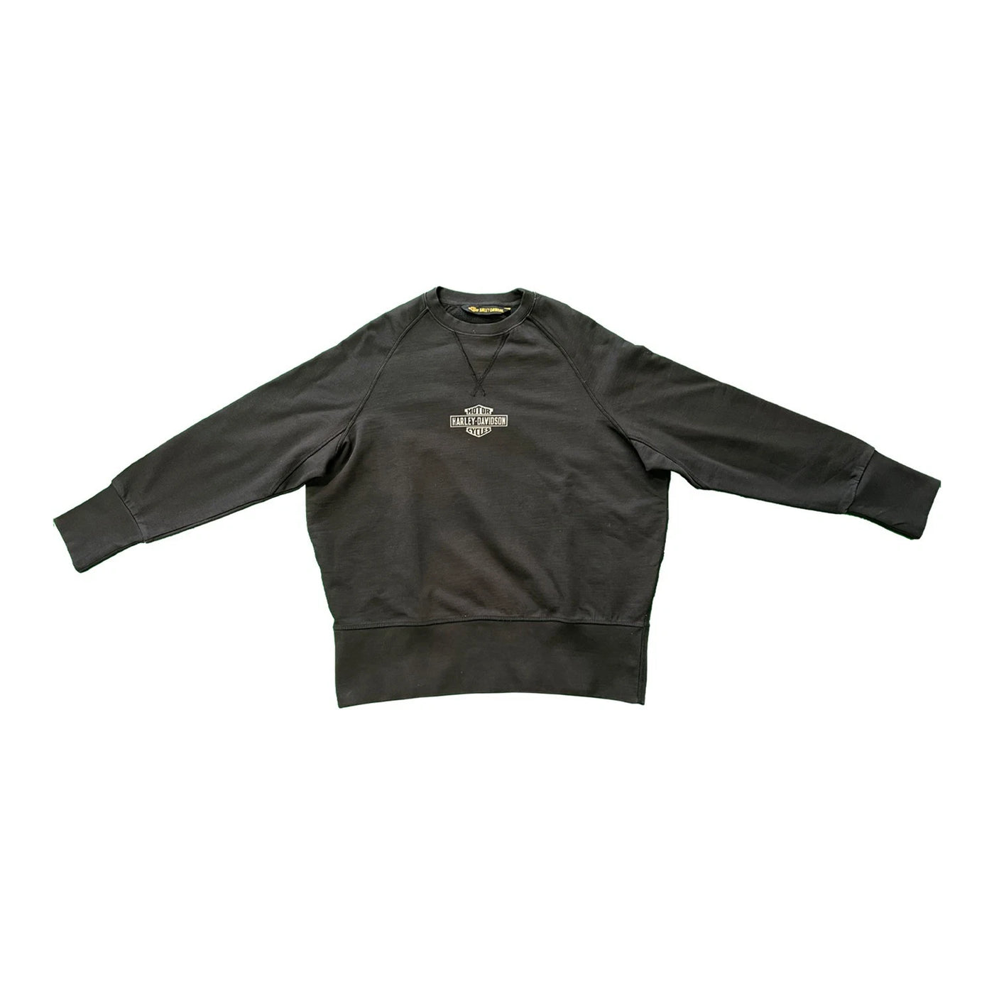 Harley-Davidson Women's Black Sweatshirt Distressed Crewneck Logo Pullover (S02)