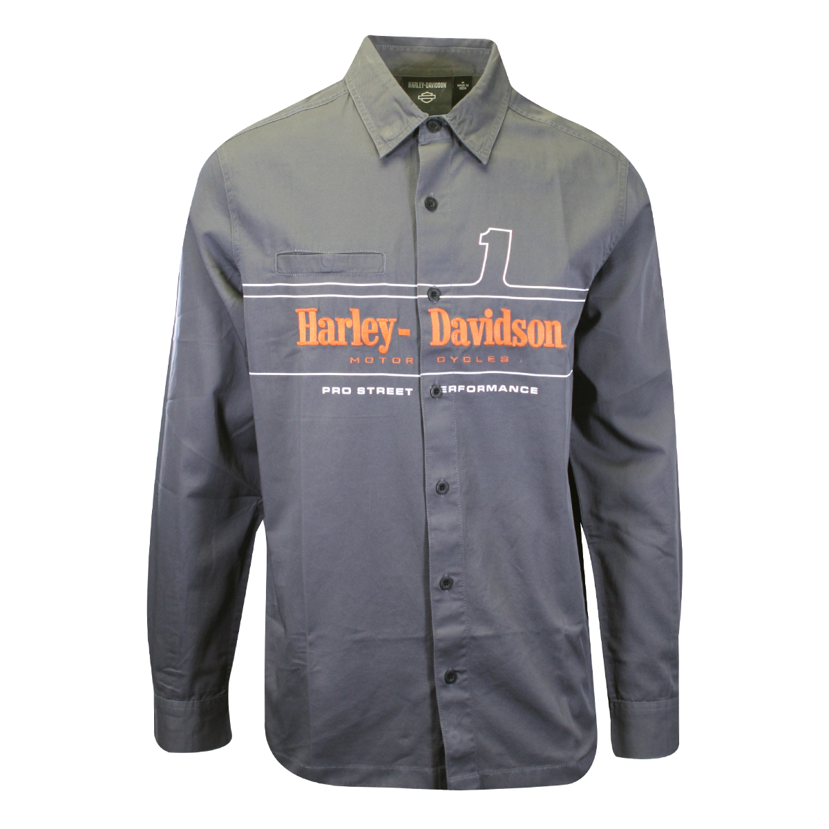 Harley-Davidson Men's Shirt Grey #1 Racing Logo Long Sleeve (S68)