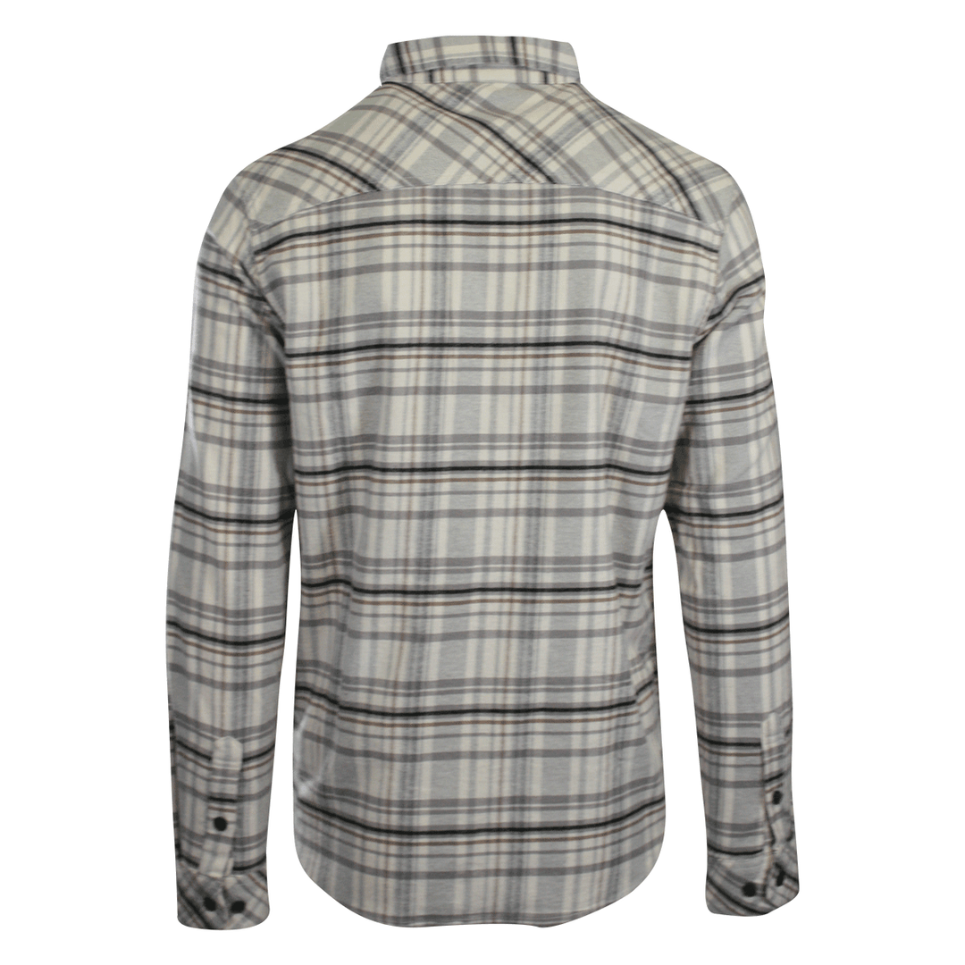 O'Neill Men's Cream Shirt Redmond Plaid Stretch Flannel Long Sleeve (S30)