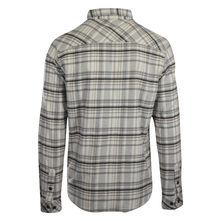 O'Neill Men's Cream Shirt Redmond Plaid Stretch Flannel Long Sleeve (S30)