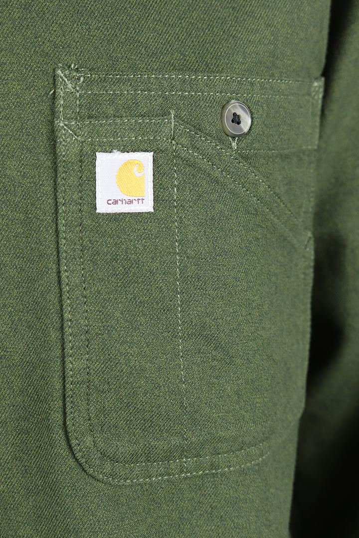 Carhartt Men's Olive Green Relaxed Fit L/S Flannel Shirt (S17)