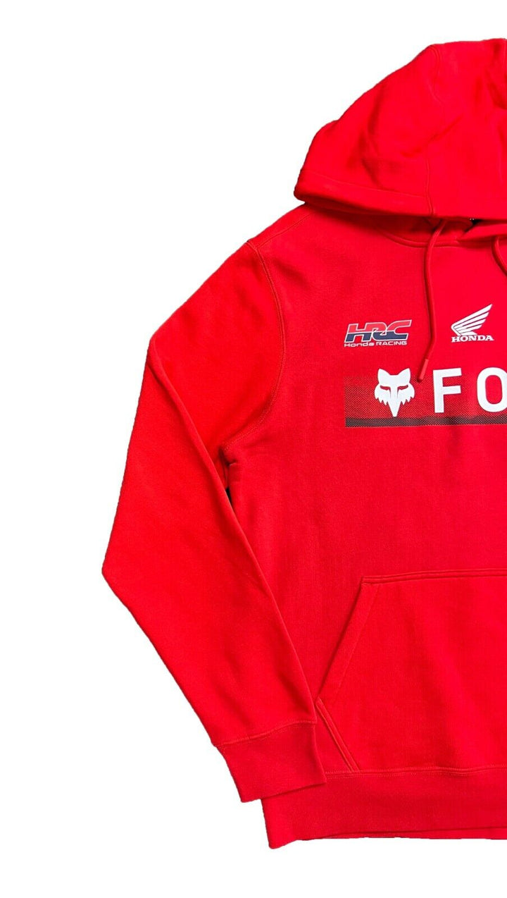 Fox Racing x Honda Men's Red Hoodie Fleece Lined Pullover (S01)