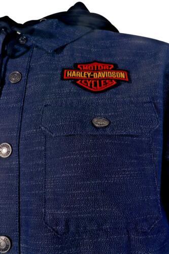 HD Branded Men's Denim Jacket Blue Dark Wash Patch Logo (101)