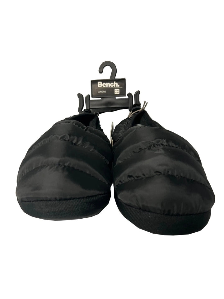 Bench Juniors Kid's Black Puffer Slippers with Rubber Sole FiberFill (S01)