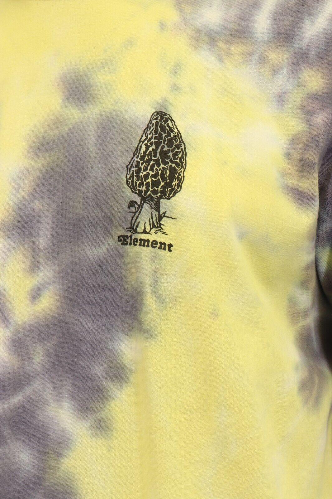 Element Men's T-Shirt Yellow Dark Grey Tie-Dye Mushroom Graphic S/S (S17)