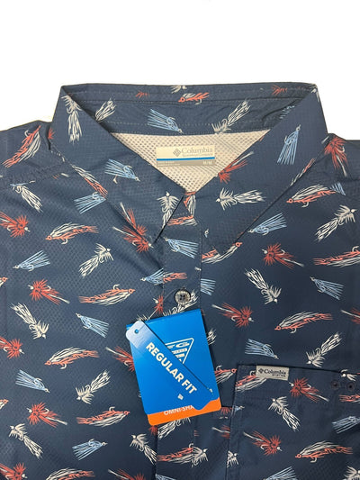 Columbia Men's Shirt Omni-Wick Super Slack Tide Camp All Over Printed S/S