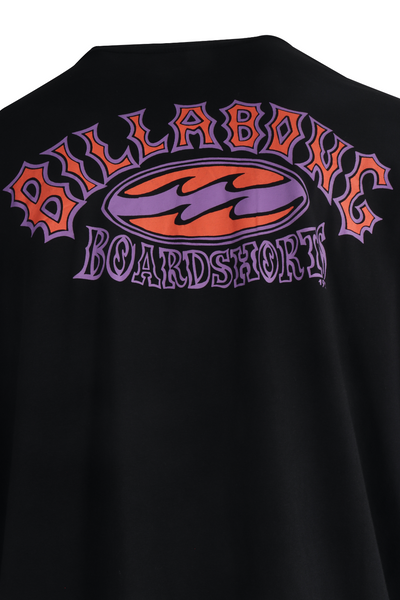 Billabong Men's T-Shirt Black Wave Washed Boardshorts Print L/S (S09)