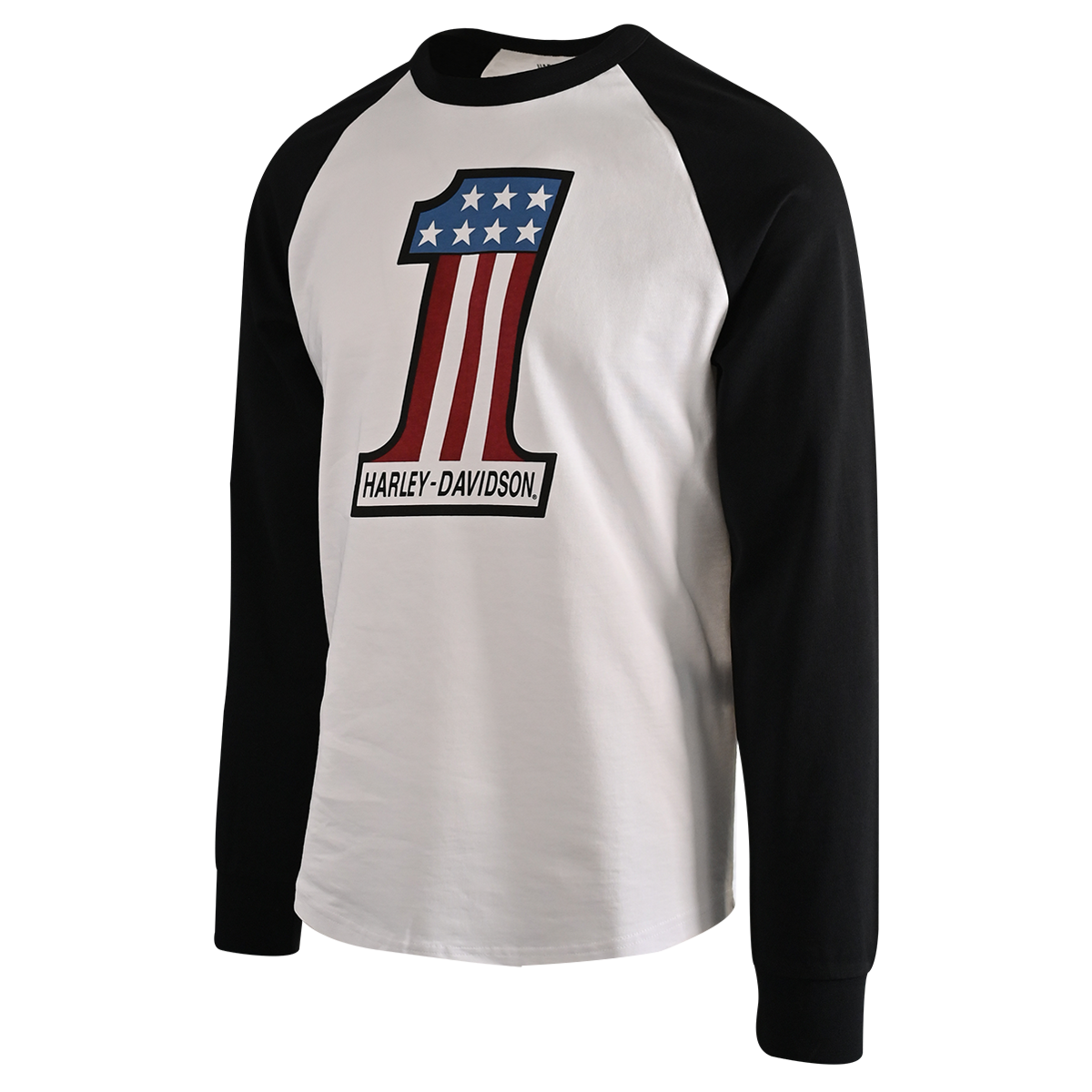 Harley-Davidson Men's T-Shirt Black #1 Race Raglan Graphic Long Sleeve (S27)