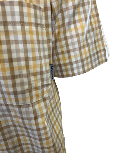 Columbia Men's Raw Yellow Brown Multi Plaid Rapid Rivers II S/S Shirt (715)