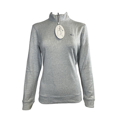 Greg Norman Women's Grey T-Shirt Bghe Heathered 1/4 Zip Mock L/S