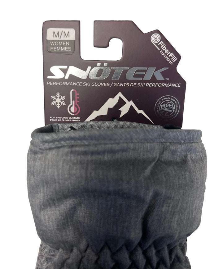 Snotek Women's Grey & Black Palm Performance Winter Ski Gloves ST122 (S01)