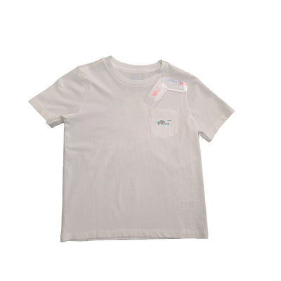 Vineyard Vines Boy’s White Cap T-Shirt Palm Beach Whale Fill Pocket Tee (S01)