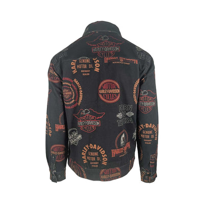 Harley-Davidson Men's Harley Black All Over Print Jacket 80s Tank Twill (S89)