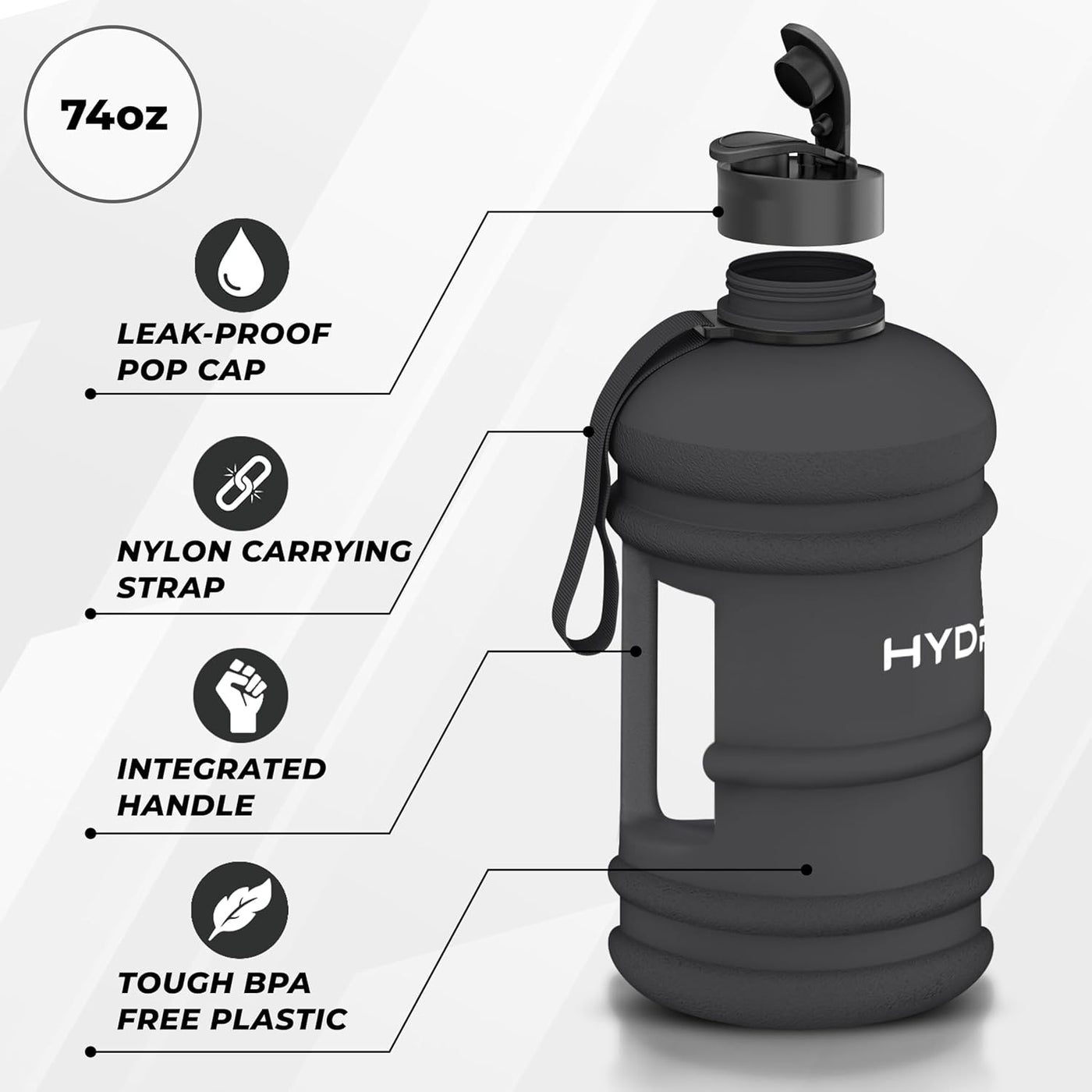 Hydrate BPA Free 2.2L Water Bottle