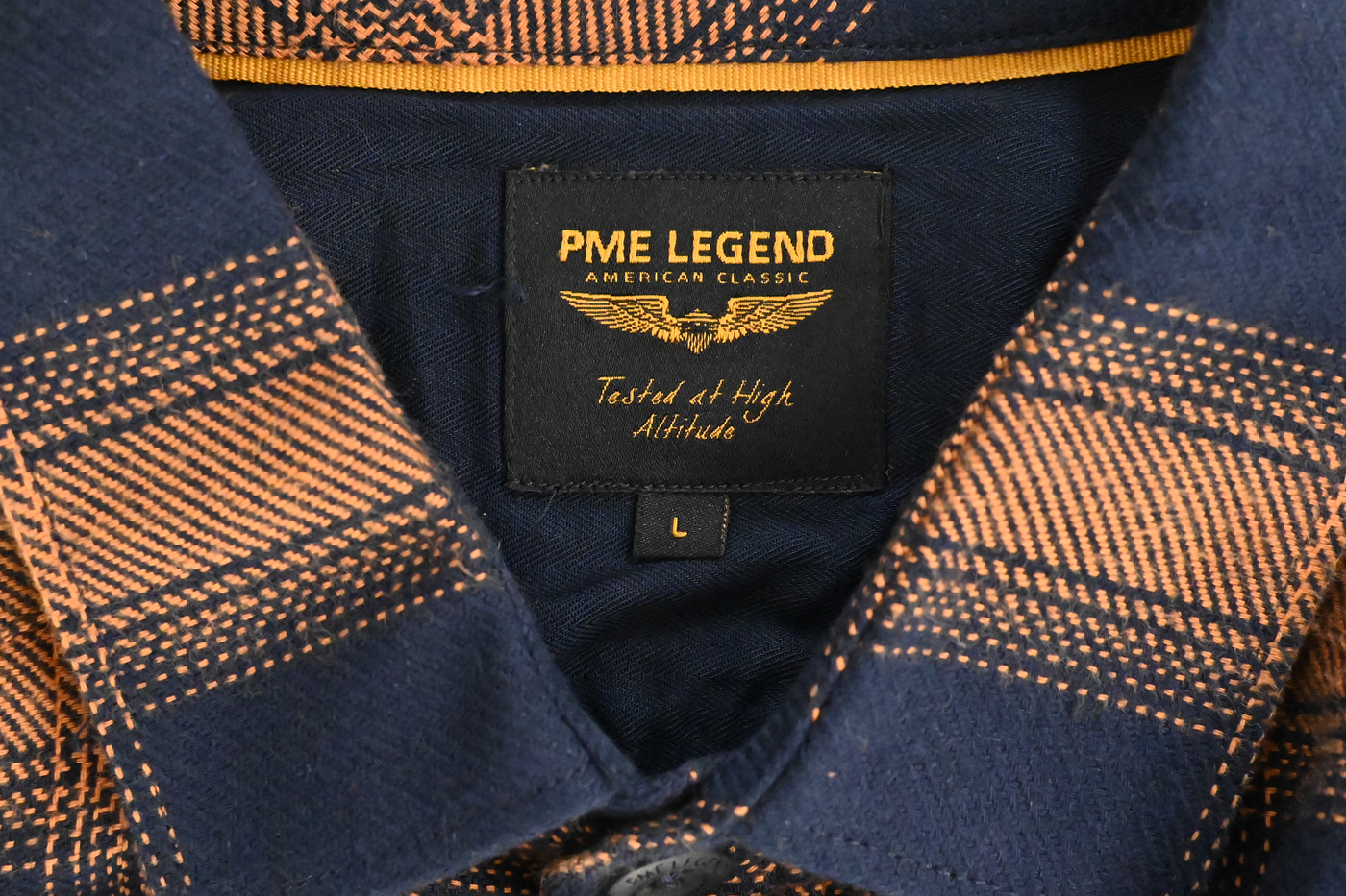 PME Legend Men's Shirt Black & Orange Woven Long Sleeve (S01)