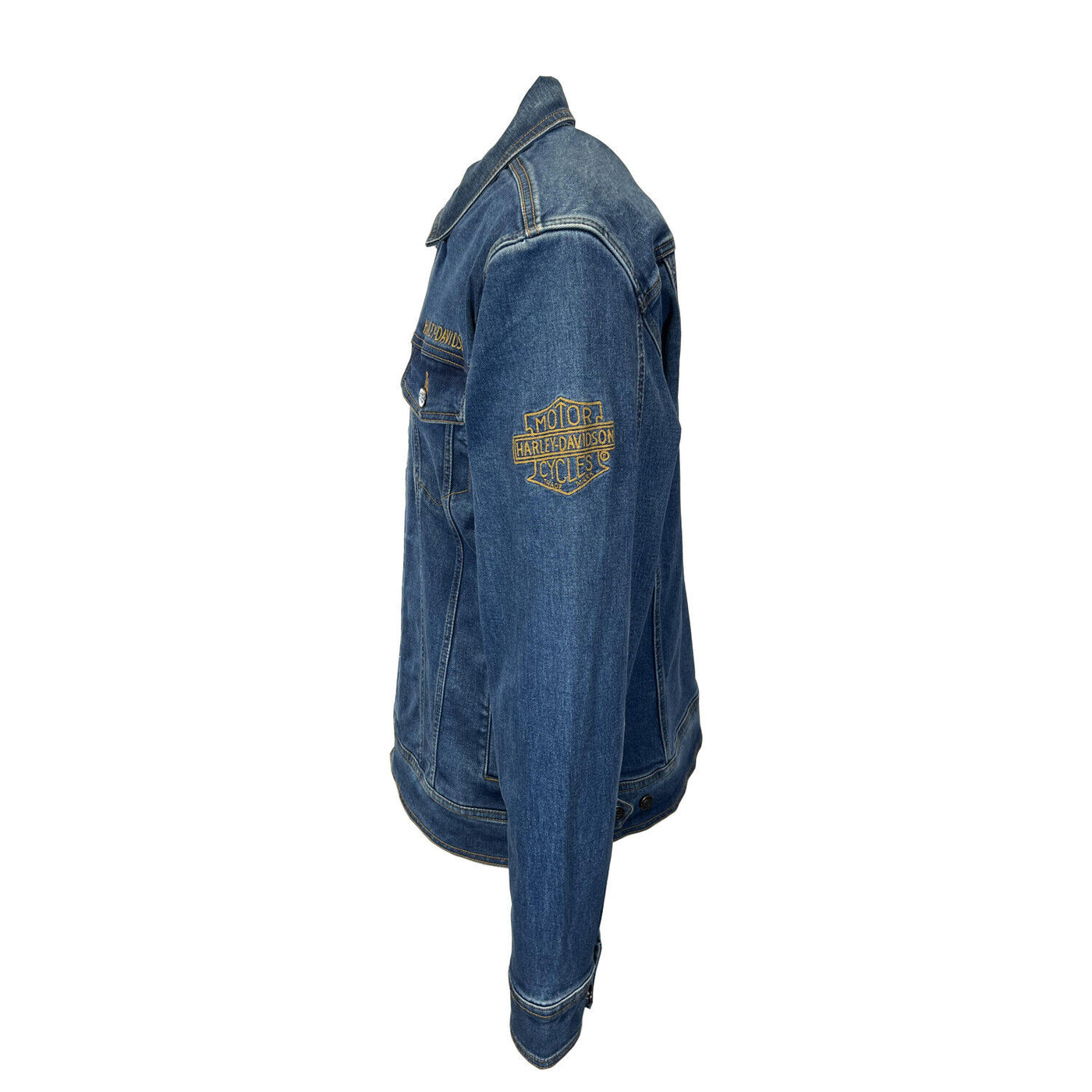 Branded Men's Dark Indigo Jacket Denim Chainstitch Embroidery (S77)