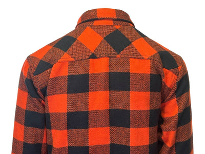 Branded Men's Orange & Black Plaid Shirt Jacket Vintage L/S (S74)