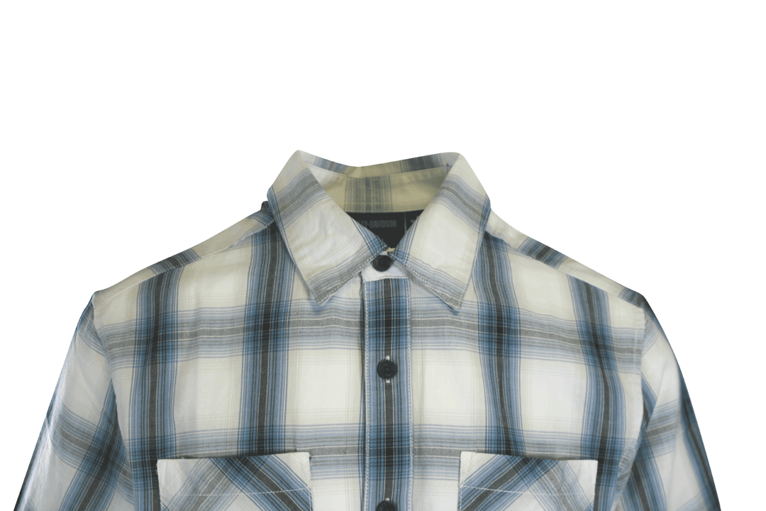 HD Branded Men's Shirt Blue Plaid Forever S/S Woven (S55)