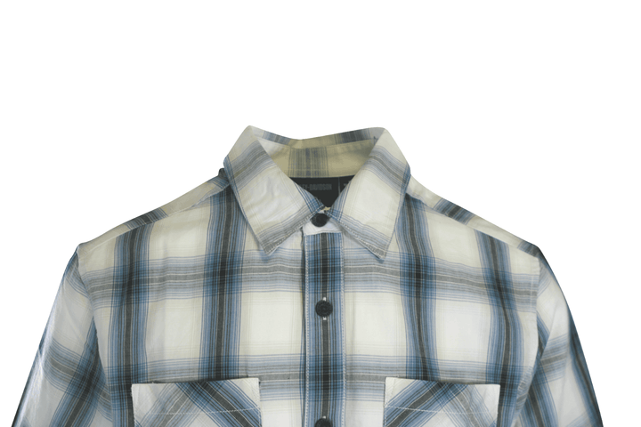 HD Branded Men's Shirt Blue Plaid Forever S/S Woven (S55)