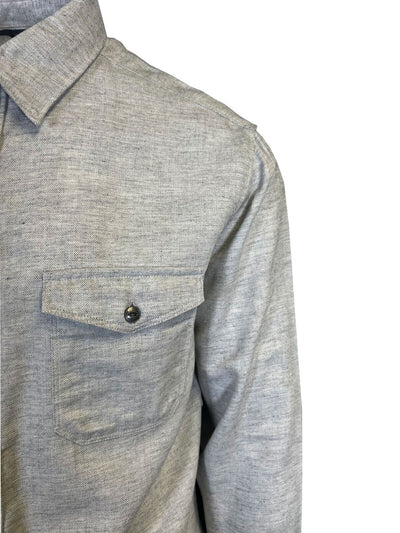 Ascend Men's Light Grey Shirt Herringbone Slub Long Sleeve (S05)