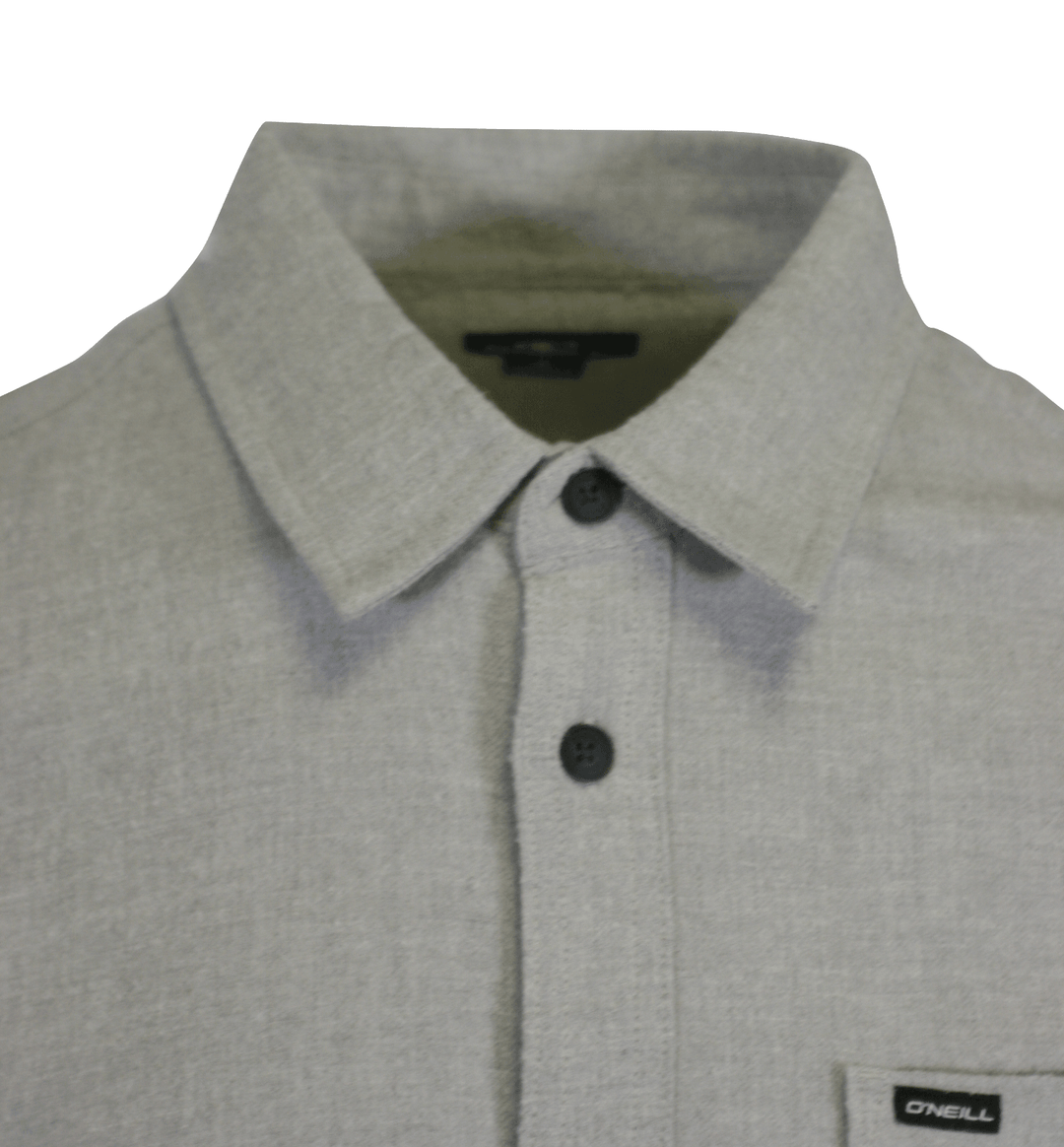 O'Neill Men's Light Grey Shirt Redmond Solid Stretch Flannel Long Sleeve (S22)