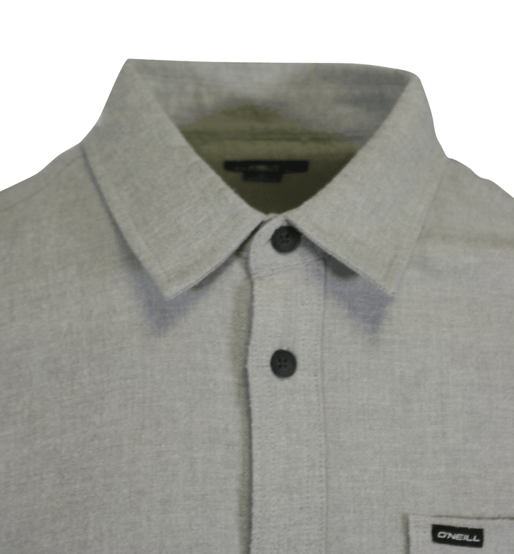 O'Neill Men's Light Grey Shirt Redmond Solid Stretch Flannel Long Sleeve (S22)