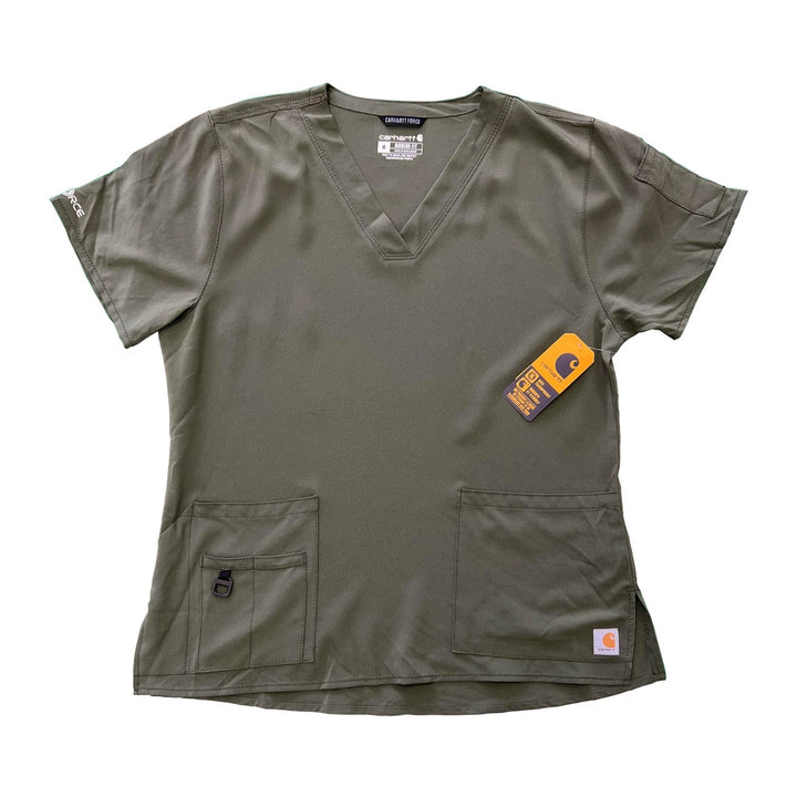 Carhartt Women's Scrub Force Pocket Rugged Flex V-Neck Solid Top D Ring (M03)