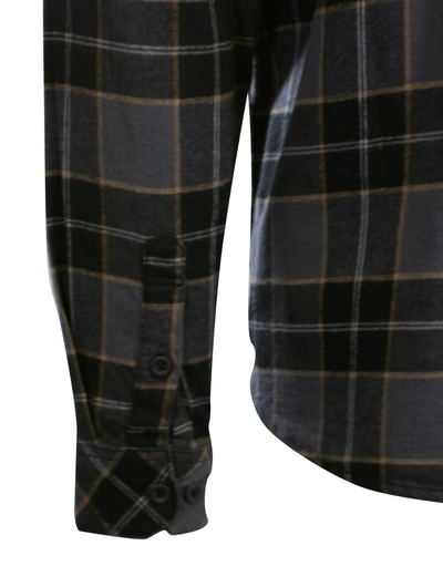 O'Neill Men's Black Shirt Redmond Plaid Stretch Flannel Long Sleeve (S26)
