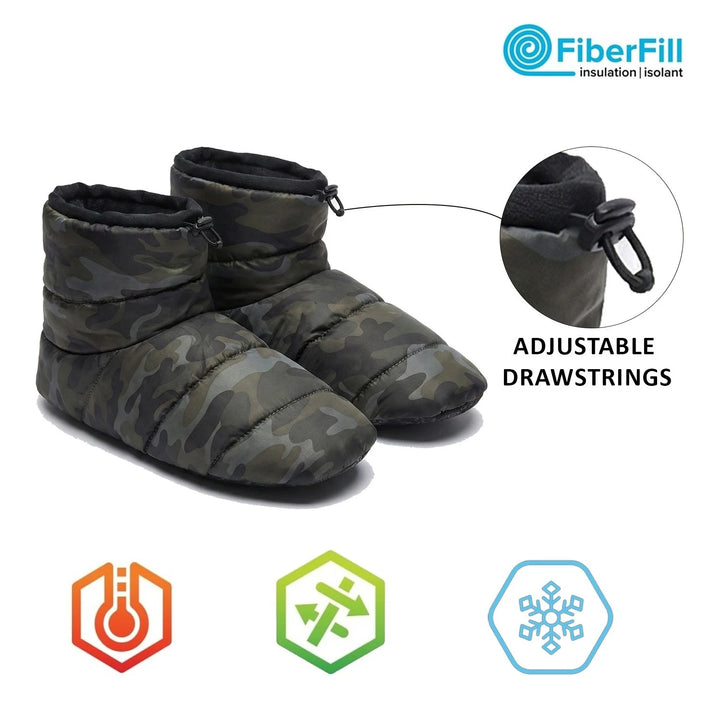 Bench Men's Green Camo Puffer Slippers Indoor FiberFill (S05)